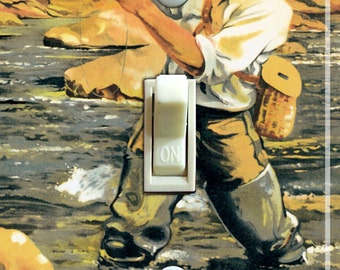 Fly FISHING TRUCKEE Vintage Poster, Switch Plate Cover, Wall Plate, Single/Double, Home Decor