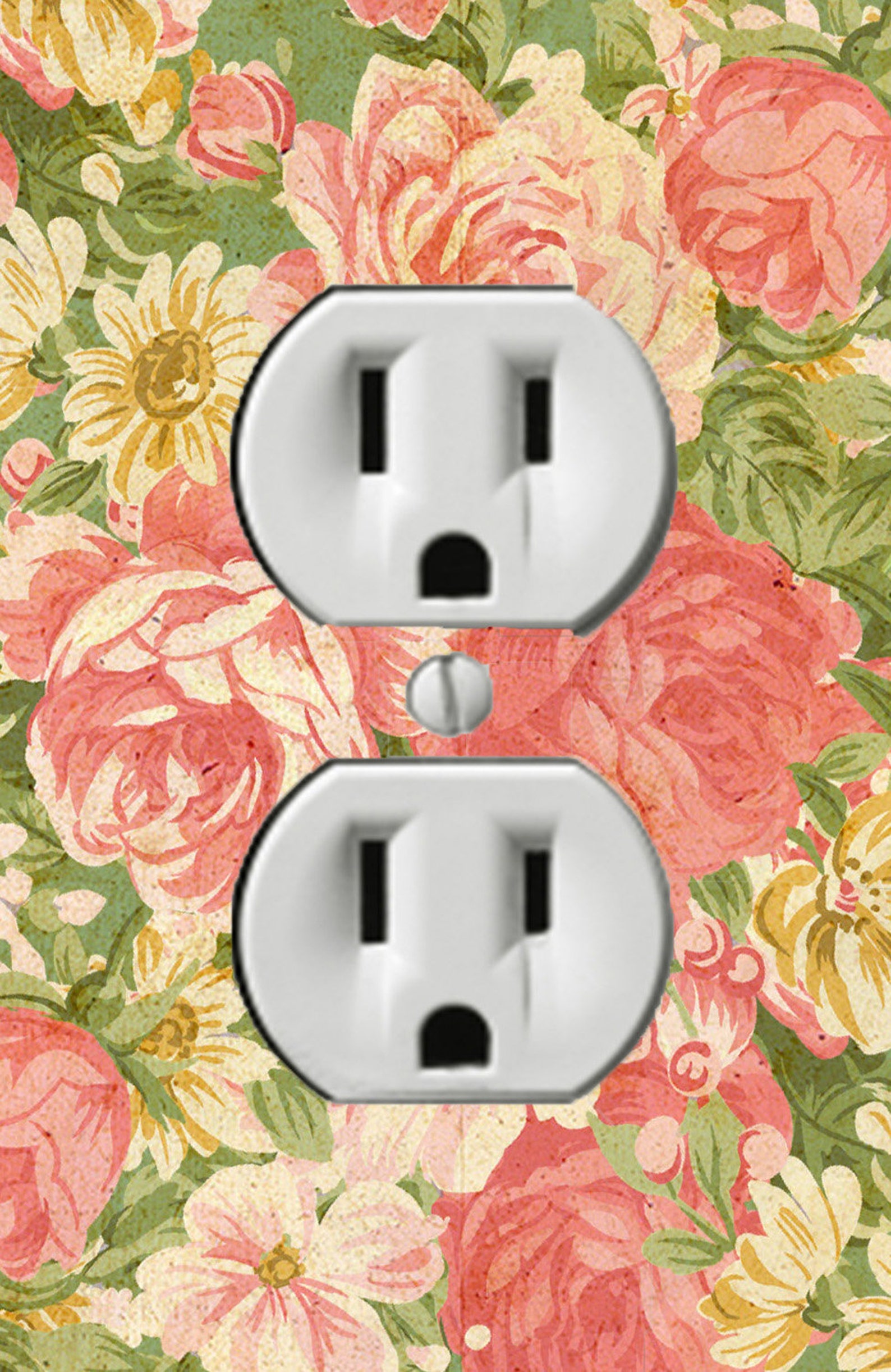 Pink Rose Floral Wallpaper Switch Plate Cover Wall Plate Etsy