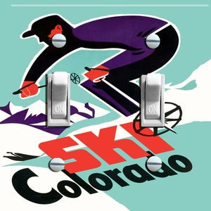 SKI COLORADO Vintage Ski Poster, Switch Plate Cover, Wall Plate, Single/Double, Home Decor