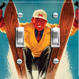 SKI GUY Vintage Ski Poster, Switch Plate Cover, Wall Plate, Single/Double, Home Decor