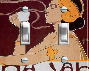 RAJAH COFFEE Vintage Ad, Switch Plate Cover, Wall Plate, Double, Home Decor