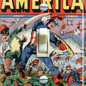 Vintage Captain America Comic #22 1943, Switch Plate Cover, Wall Plate, Single, Home Decor