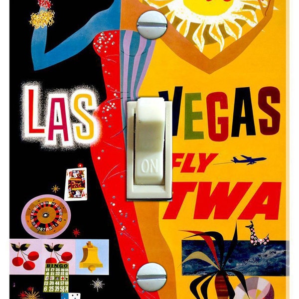 LAS VEGAS Vintage Travel Poster, Switch Plate Cover, Wall Plate, Single, Home Decor