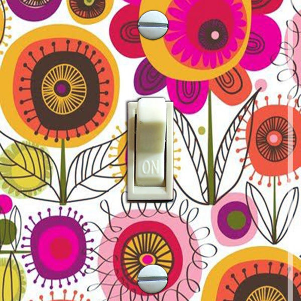 Retro Flower Wallpaper, Switch Plate Cover, Wall Plate, Single/Double/Outlet/Rocker, Home Decor