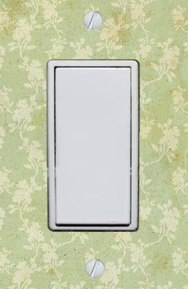 Aged Sage Green and White Floral Wallpaper Switch Plate Etsy