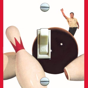 BOWLING Vintage Poster, Switch Plate Cover, Wall Plate, Single, Home Decor
