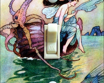 The Nautilus is my Boat, Warwick Goble The Book of Fairy Poetry 1920  Decorative Switch Plate Cover, Wall Plate, Single