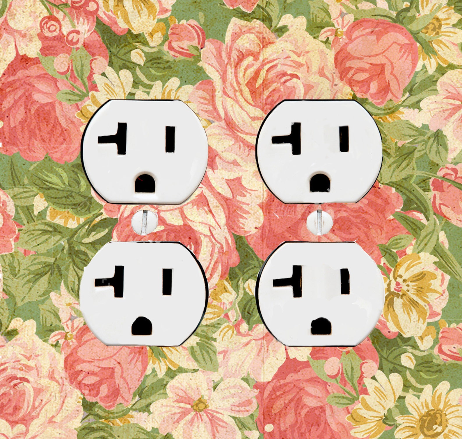 Pink Rose Floral Wallpaper Switch Plate Cover Wall Plate Etsy