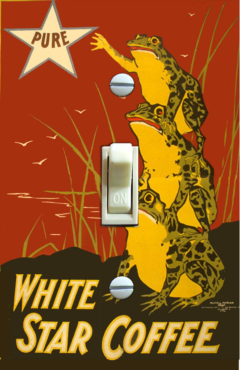 FROG COFFEE Vintage Label, Light Switch Plate Cover, Wall Plate, Single/Double, Home Decor Single