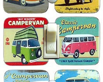 VW Bus Vintage Poster, Decorative Switch Plate Cover, Wall Plate, Single, Home Decor