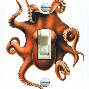 Vintage Octopus Cephalopod Illustration, Switch Plate Cover, Wall Plate, Single, Home Decor