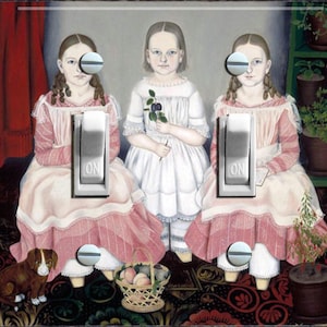 Three Colonial Sisters in Pink, Decorative Switch Plate Cover, Wall Plate, Double, Home Decor