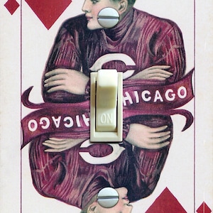 Carta de jogar CHICAGO diamante, tampa da placa do interruptor, placa de parede, única, decoração de casa