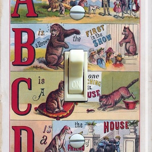 Het ABC van dieren Vintage Illustratie, Switch Plate Cover, Wandplaat, Single, Home Decor
