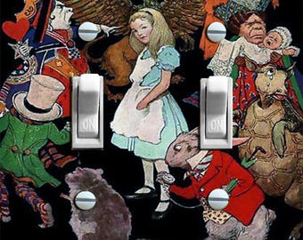 Vintage Alice in Wonderland Illustration, Switch Plate Cover, Wall Plate, Double, Triple, Home Decor