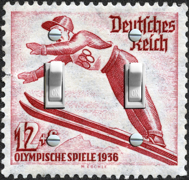 Home Decor Double Wall Plate Switch Plate Cover 1936 Olympic Stamp Norway