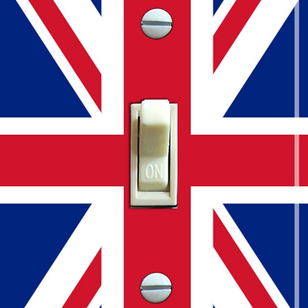 BRITISH Union Jack Flag, Switch Plate Cover, Wall Plate, Single/Double/Triple, Home Decor