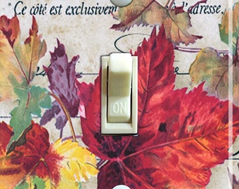 Vintage Carte Postale Fall Leaves Postal, cubierta de placa de interruptor, placa de pared, individual, decoración del hogar