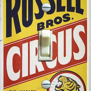 Vintage Russell Bros Circus Poster, Switch Plate Cover, Wall Plate, Single, Home Decor