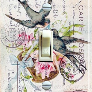 Carte Postale Vintage Birthday Greetings Postcard, Switch Plate Cover, Wall Plate, Single, Home Decor
