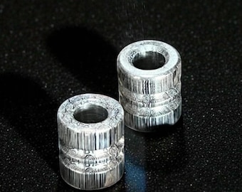 Damasteel Beads Handmade Paracord Lanyard Beads Edc bead for knife Heimskringla Pattern Groomsmen Gift