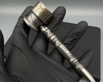 Handmade Damascus Steel Pipe Smoking Pipe Tobacco Hand Chillum Fathers Gift