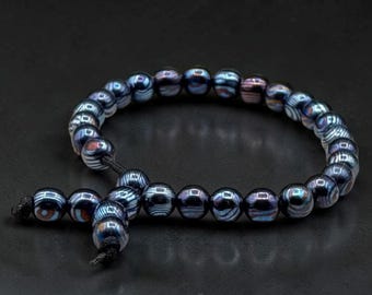 Handmade Timascus Beaded Bracelet Titanium Damascus Bangle Adjustable Bracelet 5th Anniversary Gift