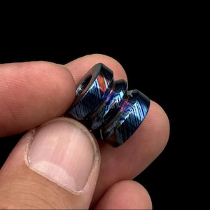 Timascus Paracord Lanyard Beads Handmade Titanium Damascus Pendant Bead Groomsmen Gift