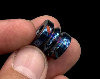 Timascus Paracord Lanyard Beads Handmade Titanium Damascus Pendant Bead Groomsmen Gift