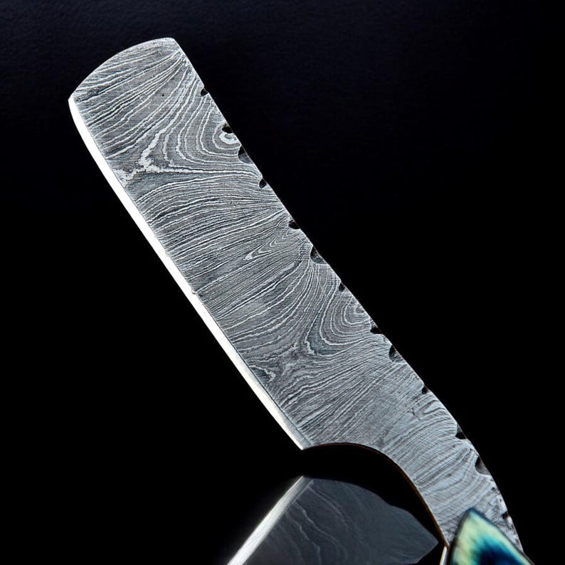 Polished Razorblade Classic Handmade Damascus Steel Straight Razor Personalized Classic ...
