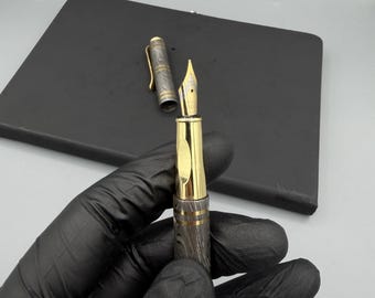 Handmade Damascus Steel Fountain Pen Hand Forged Brass Lines Damascus Clipper Retirement Gift