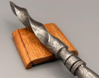 Hand Forged Custom Damascus Steel Tri Dagger 10inch Twisted Pattern Dagger Unique EDC Gift