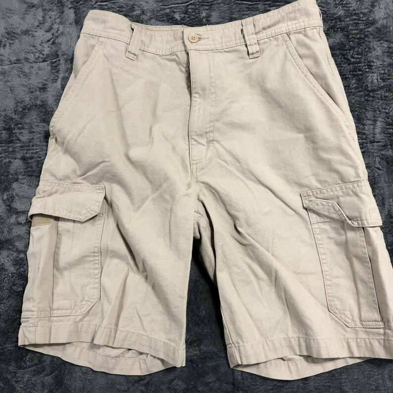Chaps Cargo Shorts Mens 29 Tan Khaki Cotton Canvas Multi Pocket WPL-125 ...