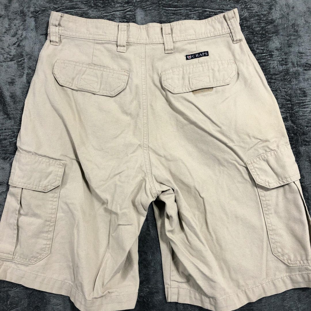 Chaps Cargo Shorts Mens 29 Tan Khaki Cotton Canvas Multi Pocket WPL-125 ...