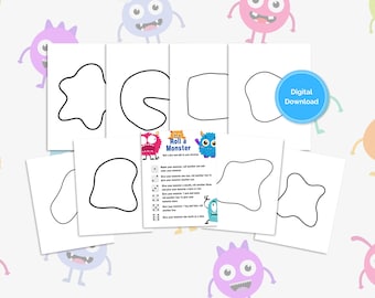 Roll a Monster Dice Game Printable – Fun Draw a Monster Activity for Kids, Classroom Art Game, Halloween Party & Creative Play