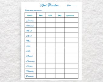 Printable Rent Tracker for Tenants, Monthly Rent Payment Log, One-Page Rental Payment Tracker, Budget Planner Printable, Instant Download