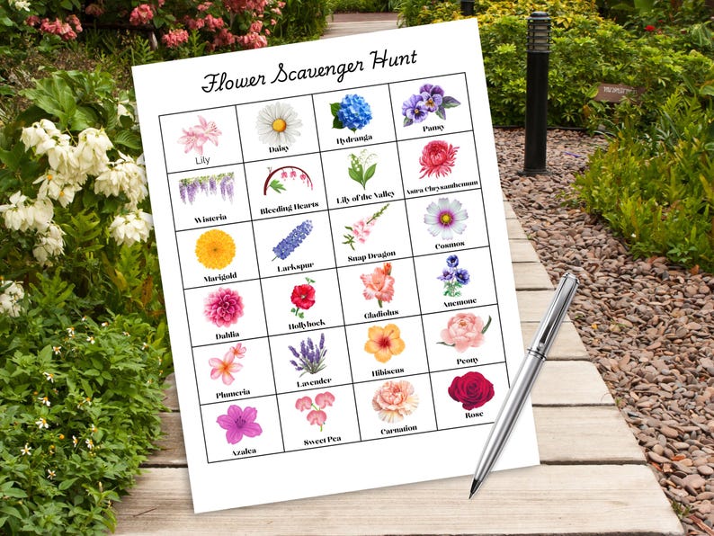 Flower Scavenger Hunt Printable | Spring Nature Walk Activity for Kids ...