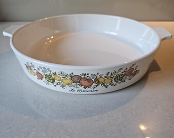 Vintage CorningWare Fry Pan: La Romarin Spice of Life, 1970s Retro Kitchen Decor