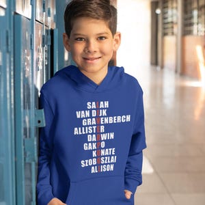 Lila Fan Bekleidung, Spieler Spieler Lineup Shirt, Geschenk für Fußball-Liebhaber, Unisex Hoodie für Erwachsene und Jugendliche