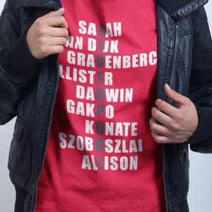 Liverpool Fan Apparel, Liverpool Players Lineup Shirt, Gift for Football Lovers Unisex Adult and Youth  T-Shirt