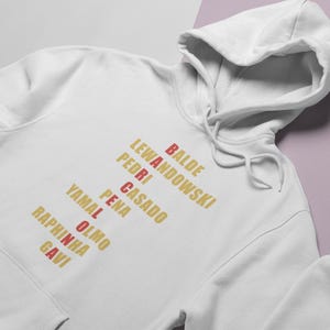 Barcelona Fan Apparel, Barcelona Players Lineup Shirt, Gift for Football Lovers Unisex Adult and Youth Daily Pullover Hoodie Sweatshirt