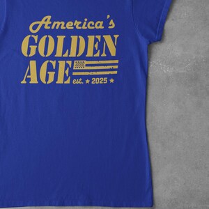 American Flag MAGA Patriotic USA America&#39;s Golden Age Take America Back Ladies Shirt