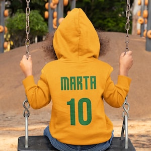 Brazil Football Team Women Player Marta 10, Brasilia Clothing, Brazil Fans Hoodie, Brazil Team Fans Unisex Adult & Youth Sweatshirt