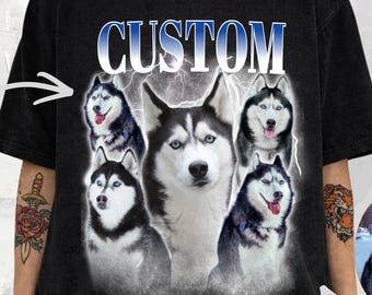 Personalized Pet Photo T shirt, Vintage Rap Style Bootleg, Dog Mom Gift