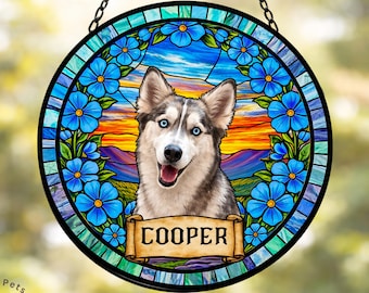 Anpassad solfångare i målat glas för husdjur, personligt hundporträtt, minnesgåva för förlust av husdjur