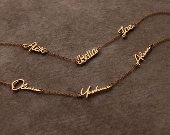 Multi Name Familie Halskette, mehrere Namen personalisierte Anhänger, Geschenk für Mama Weihnachtsgeschenk 2 3 4 5 Namen Paar Handschrift Halskette