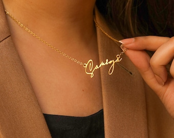 Handwriting Necklace, Personalized Name Necklace - Namplated Necklace - Dainty Minimalist Gold Silver Custom Gift for Niece, Mom, Christmas