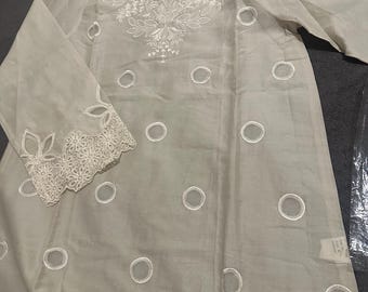 Embroidered Beige Pakistani Dress, Cutwork Shalwar Kurta