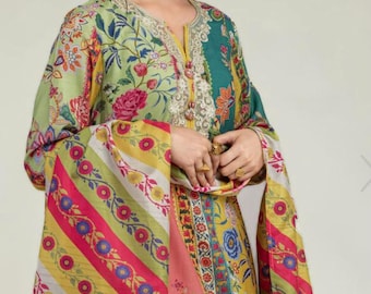 Asian ladies women clothing fashion dress Pakistani suits kurta shalwar dupatta indian  shalwar