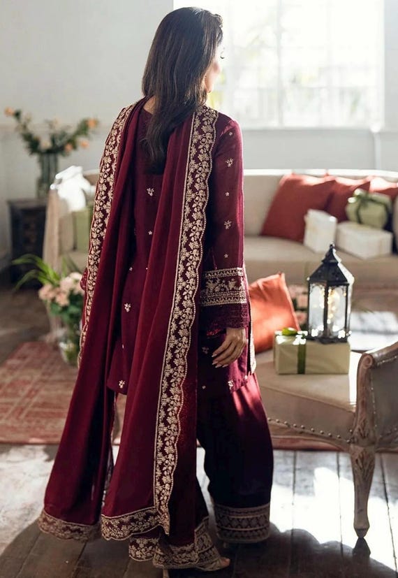 Asian ladies women clothing fashion dress Pakistani suits kurta shalwar dupatta indian shalwar brand azure khaadi